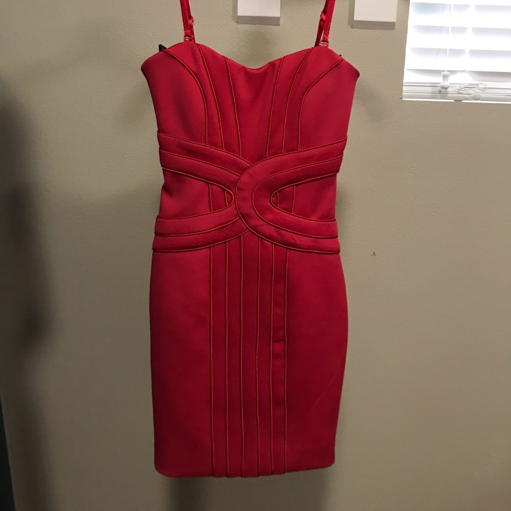 Bebe red cocktail dress.